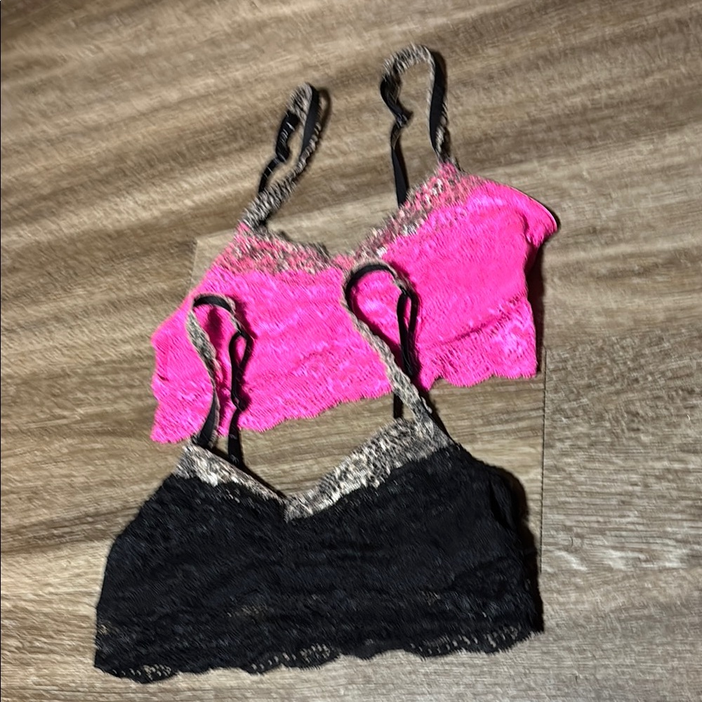 bebe Pink and Black Lace Bras